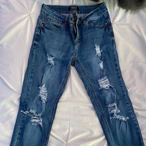 Women’s Ripped Skinny Jeans w/ Ankle Flare